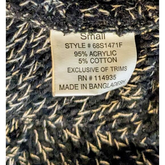 Quinn Sweater Small Black White Heather Zipper Accents High Low Scoop Neck - Picture 10 of 11